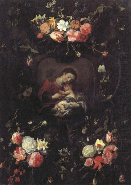 Daniel Seghers Garland of Flowers,with the Virgin and Child china oil painting image
